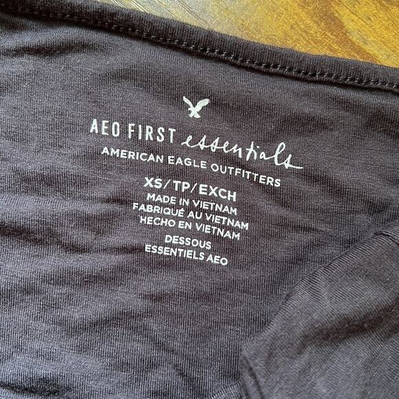 American Eagle Essential Black Lace Deep V-Neck Halter Bodysuit - Picture 12 of 12